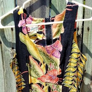 Vtg 80's/90s Hilo Hattie Hawaiian Maxi Dress Hard to Find Botanical Print! 😍